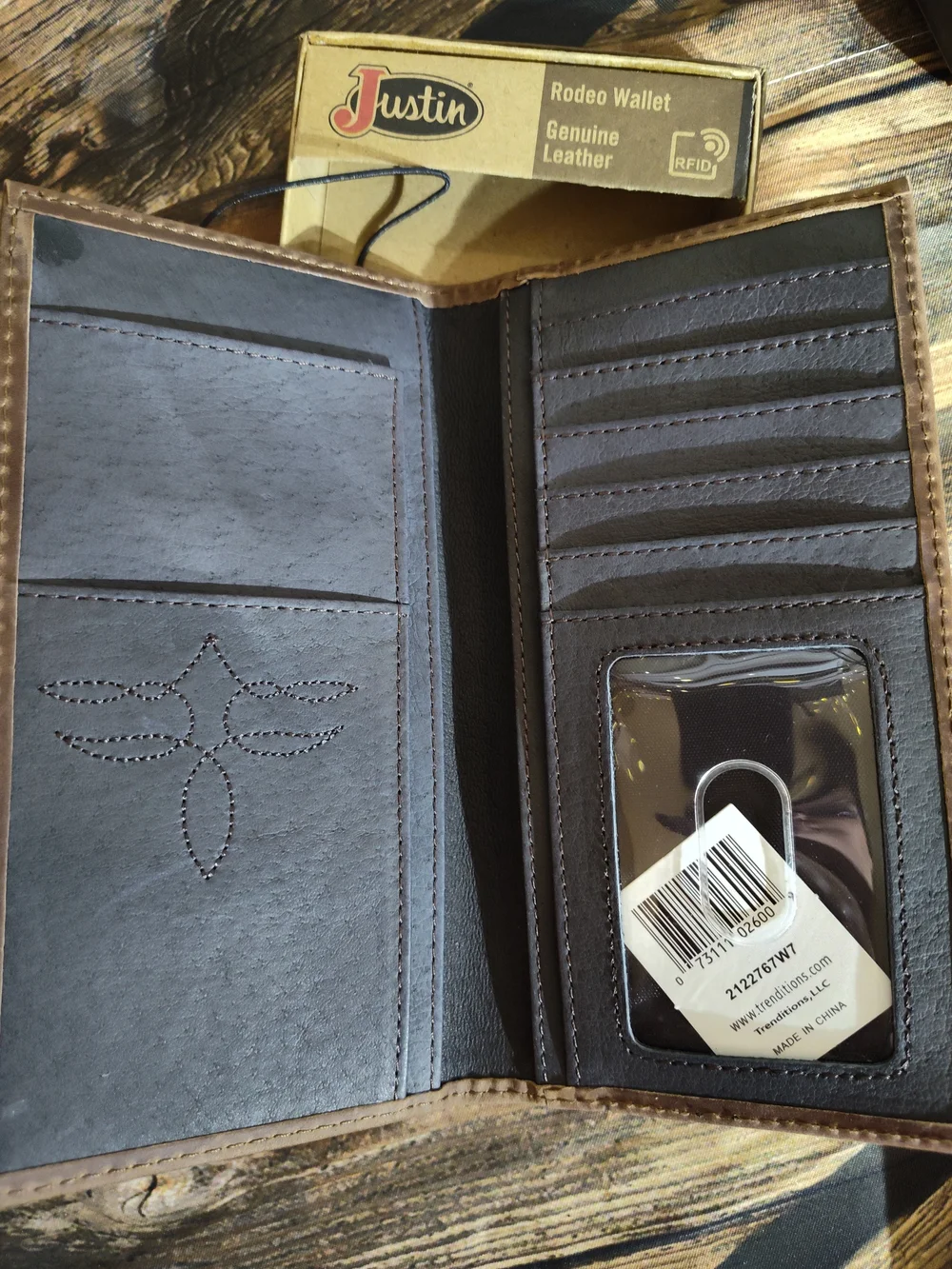 Justin Boots Men’s Rodeo Genuine Leather Wallets - Brown Set Of 2